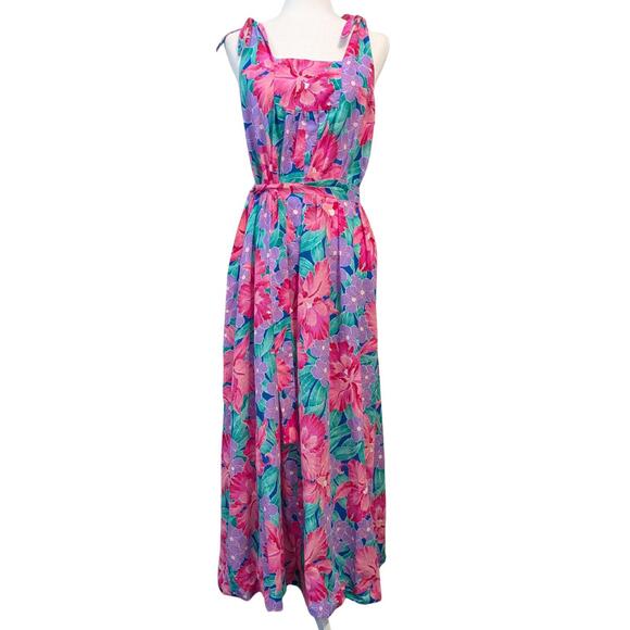 Vintage 1970s Handmade Floral Maxi Dress - Women's Large - Picture 7 of 8